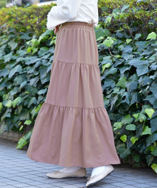 PairPair(ペアペア)の「無地&ダルメシアン柄ティアードロングスカート(スカート・レディース・ブラック/ベージュ/ライトグリーン/モカ/ライトベージュ・FREE)」の8枚目の写真