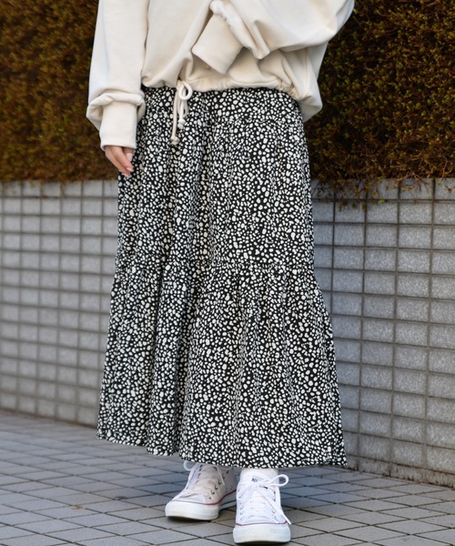 PairPair(ペアペア)の「無地&ダルメシアン柄ティアードロングスカート(スカート・レディース・ブラック/ベージュ/ライトグリーン/モカ/ライトベージュ・FREE)」の21枚目の写真
