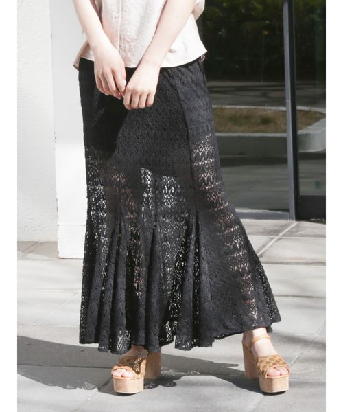 dazzlin（ダズリン）の「レースロングマーメイドスカート（スカート・レディース・ブラック/オフホワイト/グリーン/モカ・FREE）」の2枚目の写真