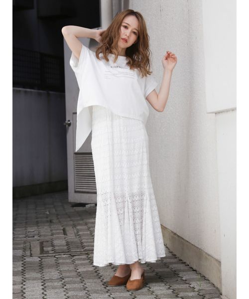 dazzlin（ダズリン）の「レースロングマーメイドスカート（スカート・レディース・ブラック/オフホワイト/グリーン/モカ・FREE）」の7枚目の写真