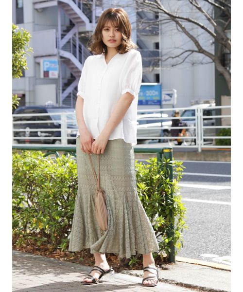 dazzlin（ダズリン）の「レースロングマーメイドスカート（スカート・レディース・ブラック/オフホワイト/グリーン/モカ・FREE）」の12枚目の写真