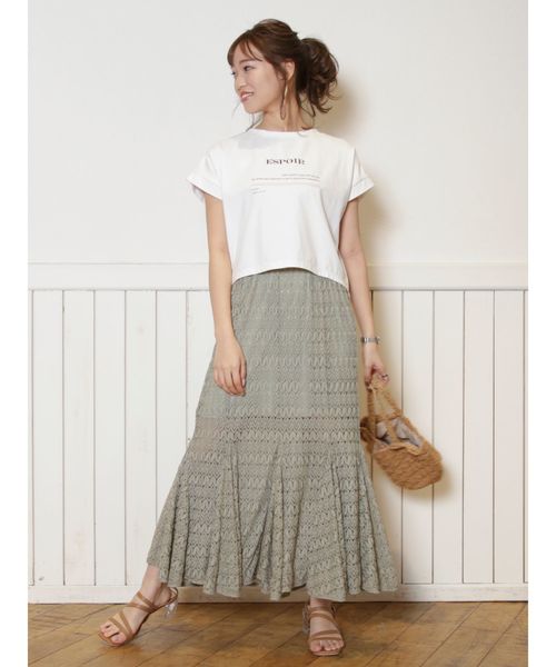 dazzlin（ダズリン）の「レースロングマーメイドスカート（スカート・レディース・ブラック/オフホワイト/グリーン/モカ・FREE）」の15枚目の写真