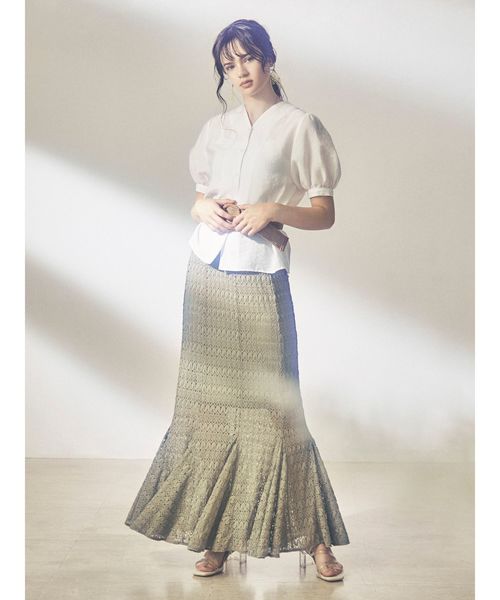 dazzlin（ダズリン）の「レースロングマーメイドスカート（スカート・レディース・ブラック/オフホワイト/グリーン/モカ・FREE）」の17枚目の写真