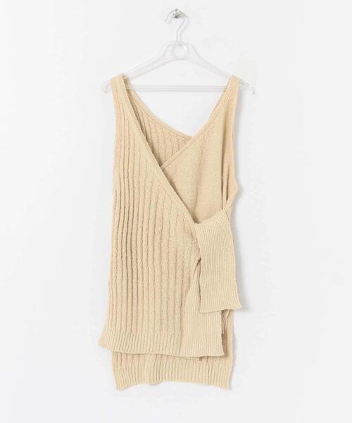 LAATO(ラート)の「WRAP KNIT TANK(タンクトップ・レディース・ブラウン/オフホワイト・FREE)」の2枚目の写真