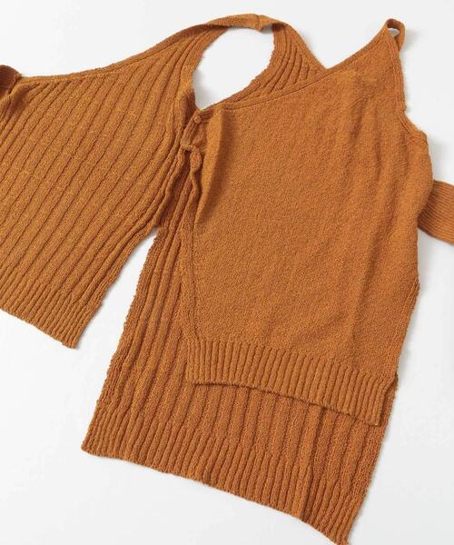 LAATO(ラート)の「WRAP KNIT TANK(タンクトップ・レディース・ブラウン/オフホワイト・FREE)」の3枚目の写真