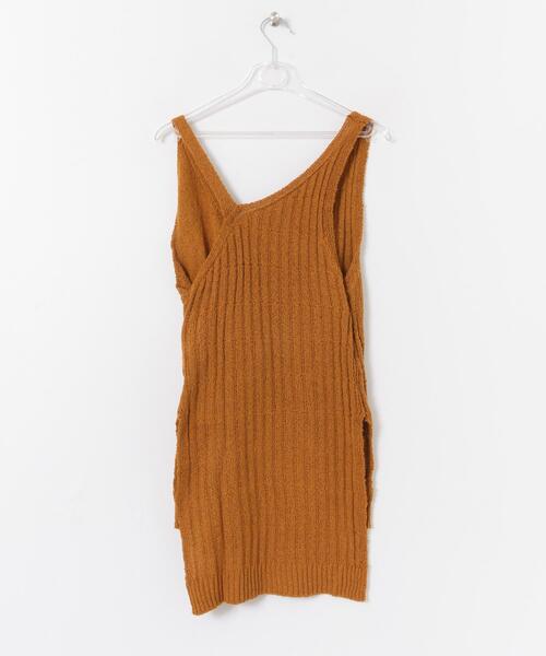 LAATO(ラート)の「WRAP KNIT TANK(タンクトップ・レディース・ブラウン/オフホワイト・FREE)」の5枚目の写真
