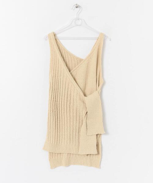 LAATO(ラート)の「WRAP KNIT TANK(タンクトップ・レディース・ブラウン/オフホワイト・FREE)」の7枚目の写真