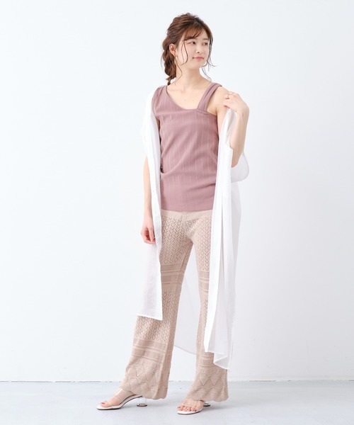 CONSCIOUS DAY（コンシャスデイ）の「透かし編みニットパンツ/CD0036（その他パンツ・レディース・ブラック/ベージュ/ブラウン・ﾌﾘ-）」の5枚目の写真