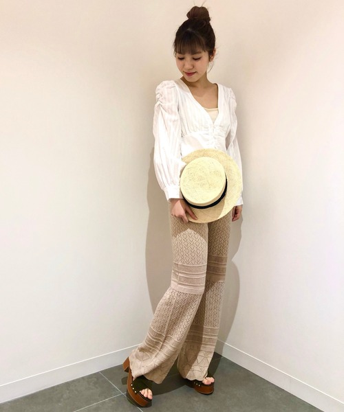 CONSCIOUS DAY（コンシャスデイ）の「透かし編みニットパンツ/CD0036（その他パンツ・レディース・ブラック/ベージュ/ブラウン・ﾌﾘ-）」の13枚目の写真