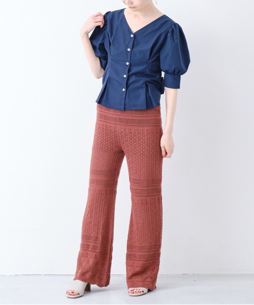 CONSCIOUS DAY（コンシャスデイ）の「透かし編みニットパンツ/CD0036（その他パンツ・レディース・ブラック/ベージュ/ブラウン・ﾌﾘ-）」の18枚目の写真