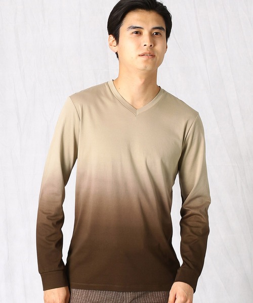 COMME CA MEN（コムサメン）の「グラデーションプリント　LSカットソー（ジャージ・メンズ・ホワイト/ベージュ/ブルー・LARGE/MEDIUM）」の3枚目の写真