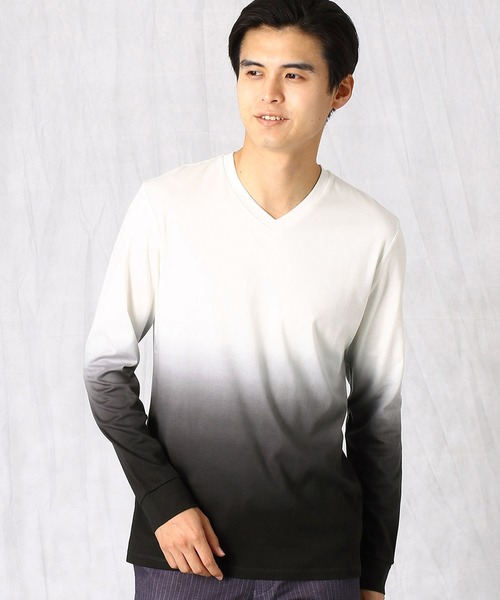 COMME CA MEN（コムサメン）の「グラデーションプリント　LSカットソー（ジャージ・メンズ・ホワイト/ベージュ/ブルー・LARGE/MEDIUM）」の5枚目の写真