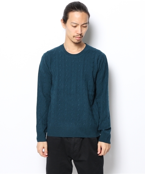 MEN'S BIGI（メンズビギ）の「【ゲイナー1月号掲載商品】　ケーブル編みクルーネックセーター/カシミアブレンド（ニット/セーター・メンズ・ロイヤルブルー/オフホワイト/ダークグリーン・LARGE/LL/MEDIUM/SMALL）」の4枚目の写真