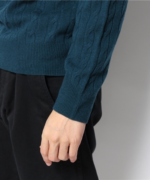 MEN'S BIGI（メンズビギ）の「【ゲイナー1月号掲載商品】　ケーブル編みクルーネックセーター/カシミアブレンド（ニット/セーター・メンズ・ロイヤルブルー/オフホワイト/ダークグリーン・LARGE/LL/MEDIUM/SMALL）」の8枚目の写真