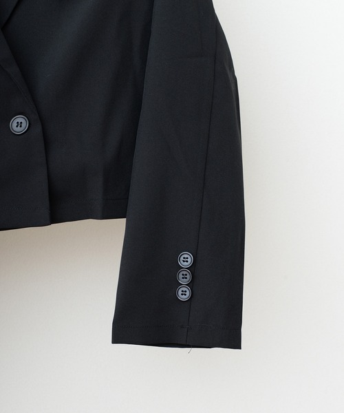 ECRIRE（エクリール）の「ショートジャケットセットアップ（テーラードジャケット・レディース・グレー/ブラック/ブラウン/ベージュ/カーキ/サンドグレー/ライトブラウン/ライトグリーン/ライトグレー・フリー）」の10枚目の写真