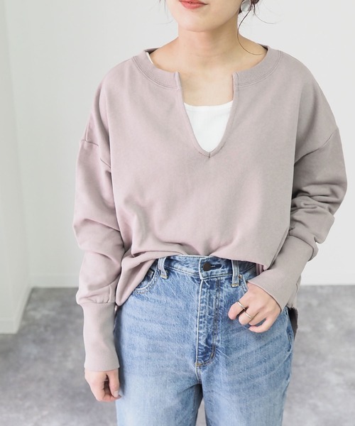 Riberry(リベリー)の「キーネックプルオーバー(スウェット・レディース・グレー/スミクロ/ラベンダー/マスタード・MEDIUM)」の3枚目の写真