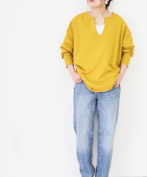 Riberry(リベリー)の「キーネックプルオーバー(スウェット・レディース・グレー/スミクロ/ラベンダー/マスタード・MEDIUM)」の17枚目の写真