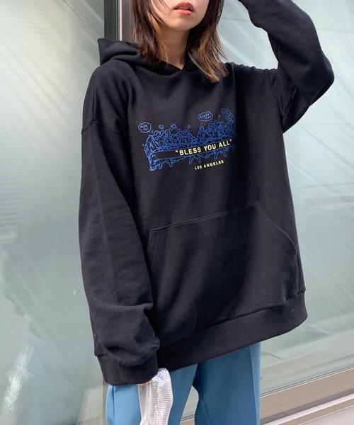 BlessU ブレスユー ネイビー パーカー 美品 bless u フード付き