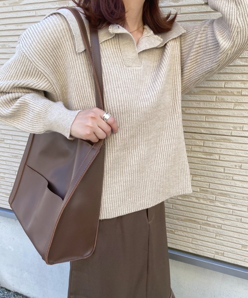 CLEA（クレア）の「【A4対応】外ポケット付きフェイクレザートートバッグ（ポーチ付き）（トートバッグ・レディース・ブラウン/アイボリー/ブラック/ダークブラウン/ライトブラウン・FREE）」の22枚目の写真