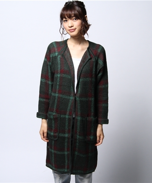 ROSE BUD（ローズバッド）の「LK-14256 RAGLAN LONG CARDIGAN（その他アウター・レディース・ライトベージュ/ダークグリーン・ONE SIZE）」の4枚目の写真