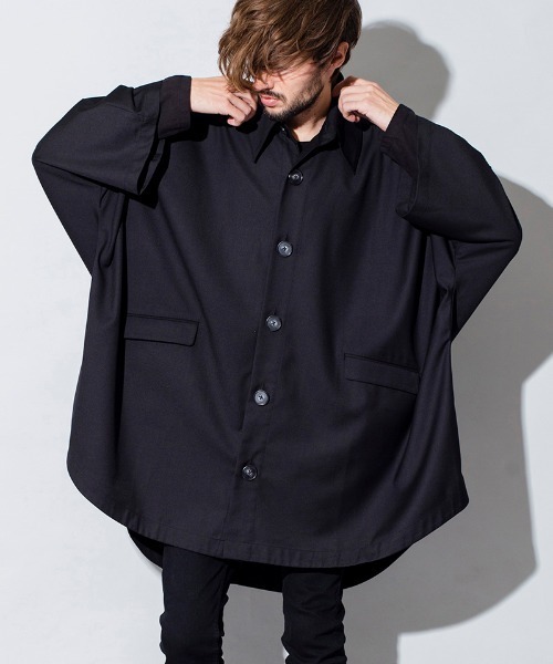 NO ID.（ノーアイディ）の「mj7724-オーバーロングコート（ポンチョ・メンズ・ブラック/ストライプ/チェック・ONE SIZE）」の15枚目の写真