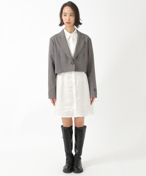 ALAND（エーランド）の「PLASMASPHERE／ムジショートテーラージャケット　2926181（テーラードジャケット・レディース・ブラック/グレー・FREE）」の4枚目の写真