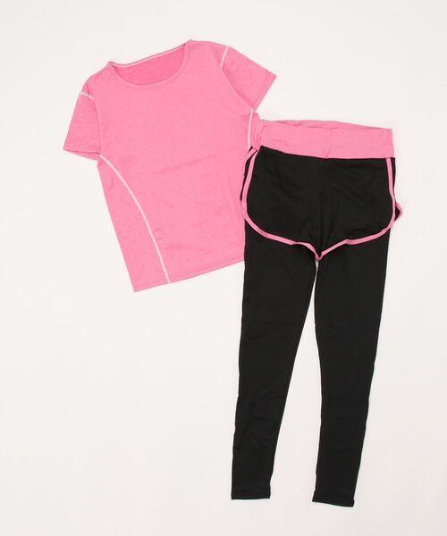 CHEATFULLDAYS（チートフルデイズ）の「レディース フィットネスウェア トップス・パンツ2点set / UV対策（スポーツグッズ・レディース・グレー/オレンジ/ネイビー/ブラック/ピンク/グリーン・L/M/LL/S）」の5枚目の写真