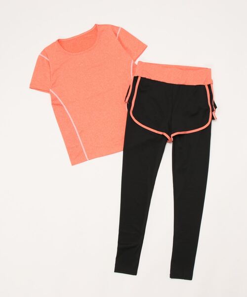 CHEATFULLDAYS（チートフルデイズ）の「レディース フィットネスウェア トップス・パンツ2点set / UV対策（スポーツグッズ・レディース・グレー/オレンジ/ネイビー/ブラック/ピンク/グリーン・L/M/LL/S）」の6枚目の写真