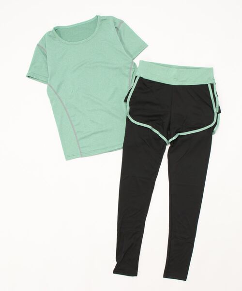 CHEATFULLDAYS（チートフルデイズ）の「レディース フィットネスウェア トップス・パンツ2点set / UV対策（スポーツグッズ・レディース・グレー/オレンジ/ネイビー/ブラック/ピンク/グリーン・L/M/LL/S）」の4枚目の写真