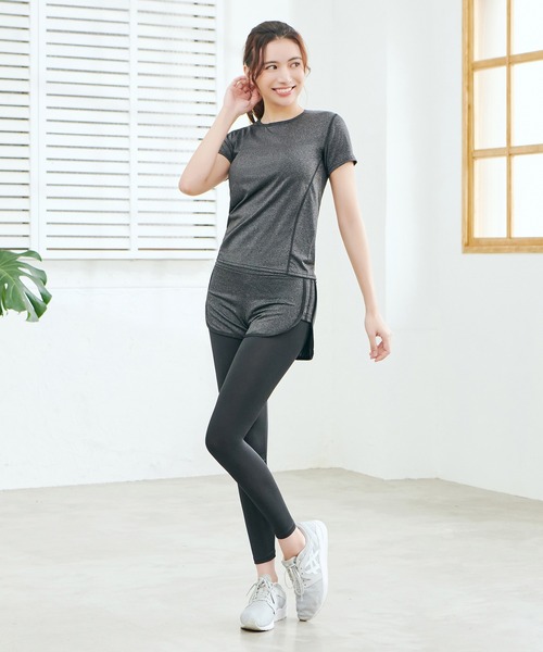 CHEATFULLDAYS（チートフルデイズ）の「レディース フィットネスウェア トップス・パンツ2点set / UV対策（スポーツグッズ・レディース・グレー/オレンジ/ネイビー/ブラック/ピンク/グリーン・L/M/LL/S）」の9枚目の写真