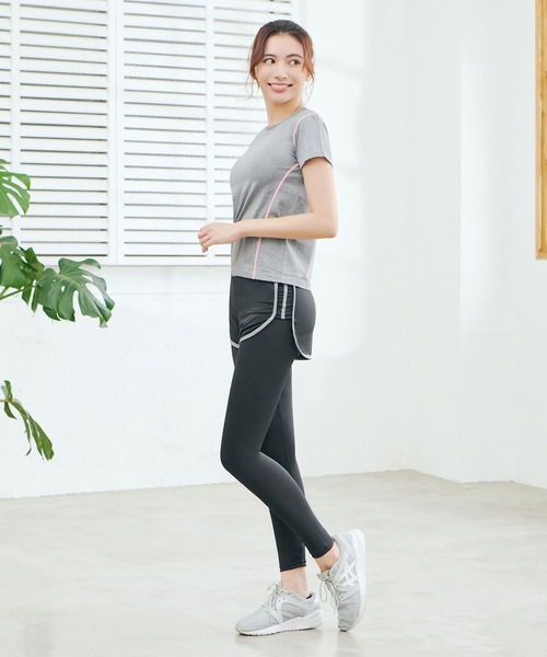 CHEATFULLDAYS（チートフルデイズ）の「レディース フィットネスウェア トップス・パンツ2点set / UV対策（スポーツグッズ・レディース・グレー/オレンジ/ネイビー/ブラック/ピンク/グリーン・L/M/LL/S）」の11枚目の写真