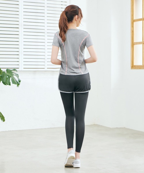 CHEATFULLDAYS（チートフルデイズ）の「レディース フィットネスウェア トップス・パンツ2点set / UV対策（スポーツグッズ・レディース・グレー/オレンジ/ネイビー/ブラック/ピンク/グリーン・L/M/LL/S）」の12枚目の写真