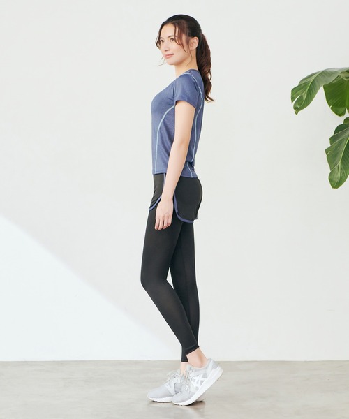 CHEATFULLDAYS（チートフルデイズ）の「レディース フィットネスウェア トップス・パンツ2点set / UV対策（スポーツグッズ・レディース・グレー/オレンジ/ネイビー/ブラック/ピンク/グリーン・L/M/LL/S）」の20枚目の写真