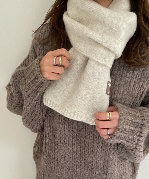 LE MORE（リモア）の「ショートニットマフラー（マフラー・レディース・ベージュ/ブラウン/アイボリー/グレー/ブラック・FREE）」の13枚目の写真