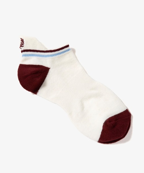 FRED PERRY（フレッドペリー）の「Tipped Ankle Socks（ソックス/靴下・メンズ・ホワイト/パープル/グレイッシュブルー/ブラック/ネイビー/ホワイト×ブラック/マルーン/ブルー/ホワイト系その他/チャコール/セージグリーン/ブルー系その他/ブラック系その他/ライトブルー/オフホワイト/ブラック×ホワイト/グリーン/グレー/エメラルド/レッド・25/27/23-25/25-27）」の2枚目の写真