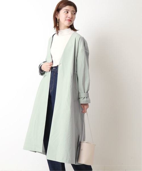 Simplicite（サンプリシテ）の「タスランVカラーオーバーコート◆（ノーカラーコート・レディース・グリーン/カーキ/ベージュ・FREE）」の3枚目の写真