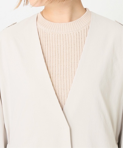 Simplicite（サンプリシテ）の「タスランVカラーオーバーコート◆（ノーカラーコート・レディース・グリーン/カーキ/ベージュ・FREE）」の10枚目の写真