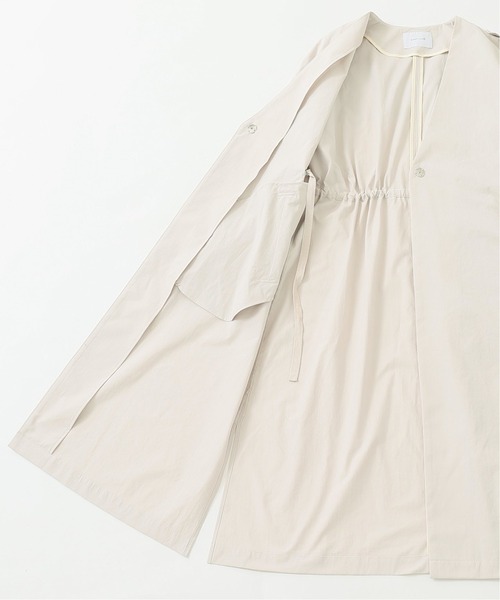 Simplicite（サンプリシテ）の「タスランVカラーオーバーコート◆（ノーカラーコート・レディース・グリーン/カーキ/ベージュ・FREE）」の7枚目の写真