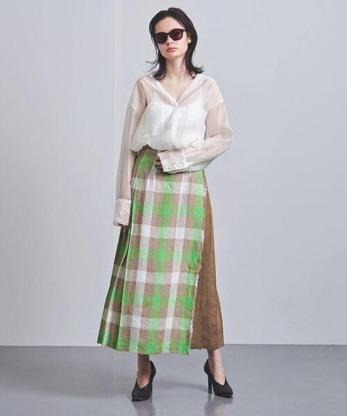 O'NEIL of DUBLIN（オニールオブダブリン）の「＜O'NEIL of DUBLIN（オニール オブ ダブリン）＞フリンジ マキシ キルトスカート（スカート・レディース・ベージュ/ライトピンク・8/10）」の9枚目の写真