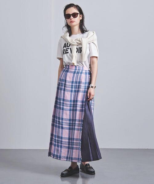 O'NEIL of DUBLIN（オニールオブダブリン）の「＜O'NEIL of DUBLIN（オニール オブ ダブリン）＞フリンジ マキシ キルトスカート（スカート・レディース・ベージュ/ライトピンク・8/10）」の4枚目の写真