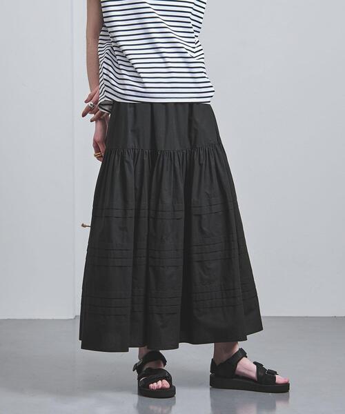 未使用 ユナイテッドアローズ B&Y コットンボイル タックフレアマキシスカート UNITED ARROWS（ユナイテッドアローズ）の「UWCC C/SI タック