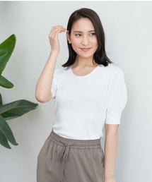 ANAYI | アセテートポリエステルパフスリーブ プルオーバー <手洗い可>(ニット/セーター)