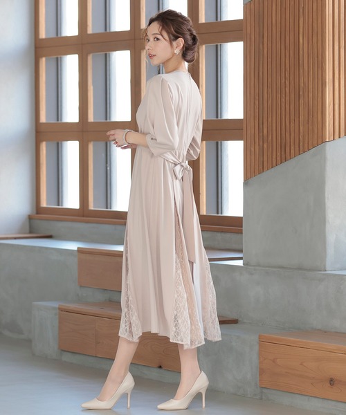 Kana（カナ）の「クラシカル レース 結婚式 お呼ばれ パーティー ロングワンピース（ワンピース・レディース・ベージュ/グレー/ネイビー・M/S）」の8枚目の写真