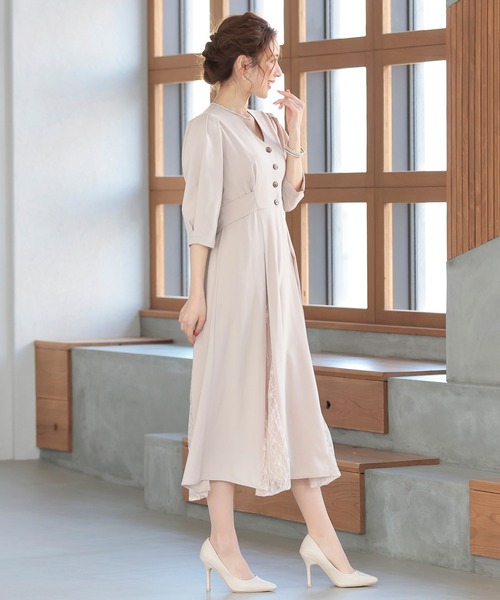 Kana（カナ）の「クラシカル レース 結婚式 お呼ばれ パーティー ロングワンピース（ワンピース・レディース・ベージュ/グレー/ネイビー・M/S）」の10枚目の写真