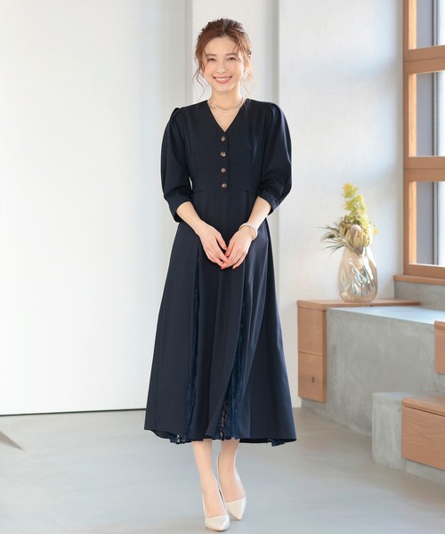 Kana（カナ）の「クラシカル レース 結婚式 お呼ばれ パーティー ロングワンピース（ワンピース・レディース・ベージュ/グレー/ネイビー・M/S）」の17枚目の写真