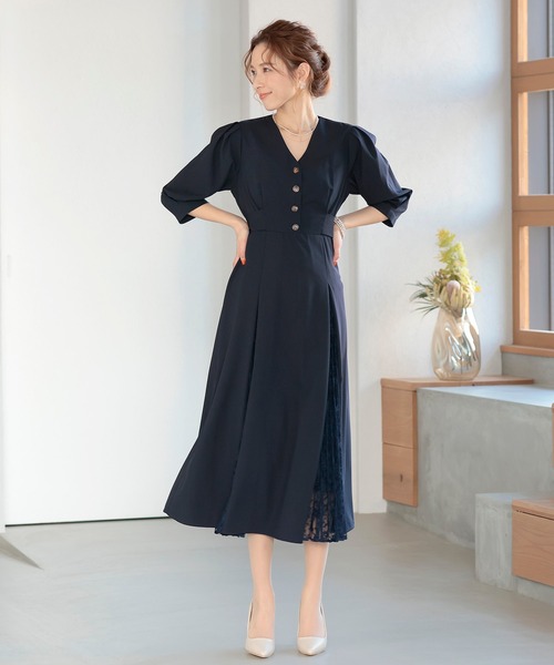 Kana（カナ）の「クラシカル レース 結婚式 お呼ばれ パーティー ロングワンピース（ワンピース・レディース・ベージュ/グレー/ネイビー・M/S）」の18枚目の写真