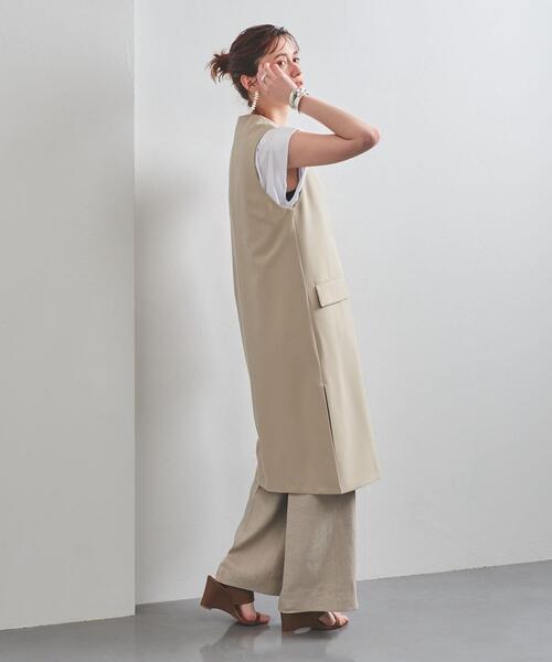 UNITED ARROWS（ユナイテッドアローズ）の「UWMSC P/R ノーカラー ベスト②◆（ベスト・レディース・ベージュ/ネイビー・FREE）」の9枚目の写真