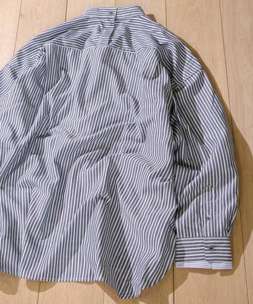 JOHN'S CLOSET(ジョンズクローゼット)の「【i】フェイクレイヤード バンドカラー長袖ストライプシャツ(シャツ/ブラウス・メンズ・ブラック/ベージュ/サックスブルー・MEDIUM/X-LARGE/LARGE)」の17枚目の写真