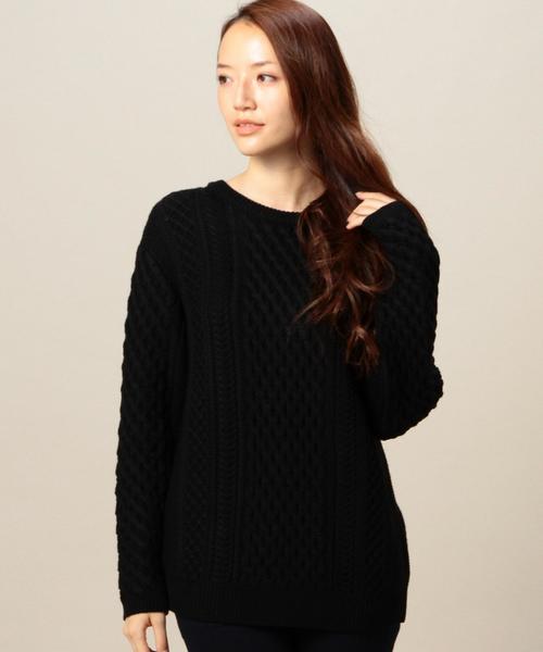 BEAUTY&YOUTH UNITED ARROWS（ビューティーアンドユースユナイテッドアローズ）の「BYBC 5Gケーブル ビッグクルーネックニットプルオーバー◆（ニット/セーター・レディース・ホワイト/ブラック/ブラウン/グレー/ダークグリーン・フリー）」の3枚目の写真