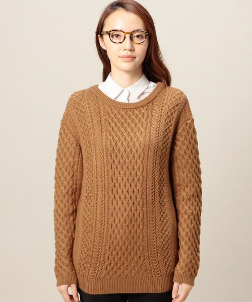BEAUTY&YOUTH UNITED ARROWS（ビューティーアンドユースユナイテッドアローズ）の「BYBC 5Gケーブル ビッグクルーネックニットプルオーバー◆（ニット/セーター・レディース・ホワイト/ブラック/ブラウン/グレー/ダークグリーン・フリー）」の8枚目の写真